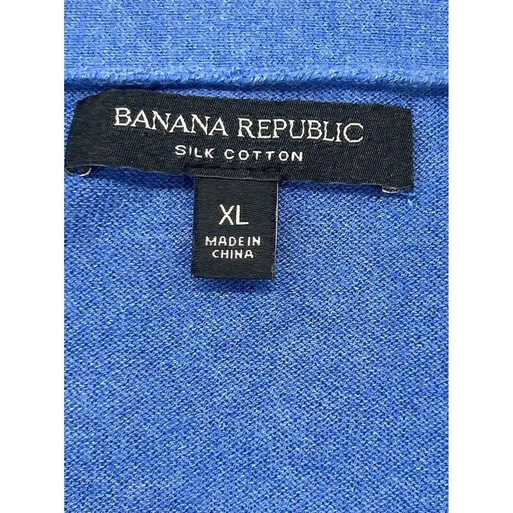 Banana Republic Sweater Lot Mens XL Red Merino Wool Blue Silk Cotton Pullover‎